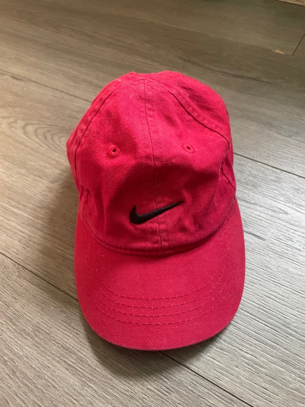 Nike Infant Bright Red Baseball Hat with Black Swoosh